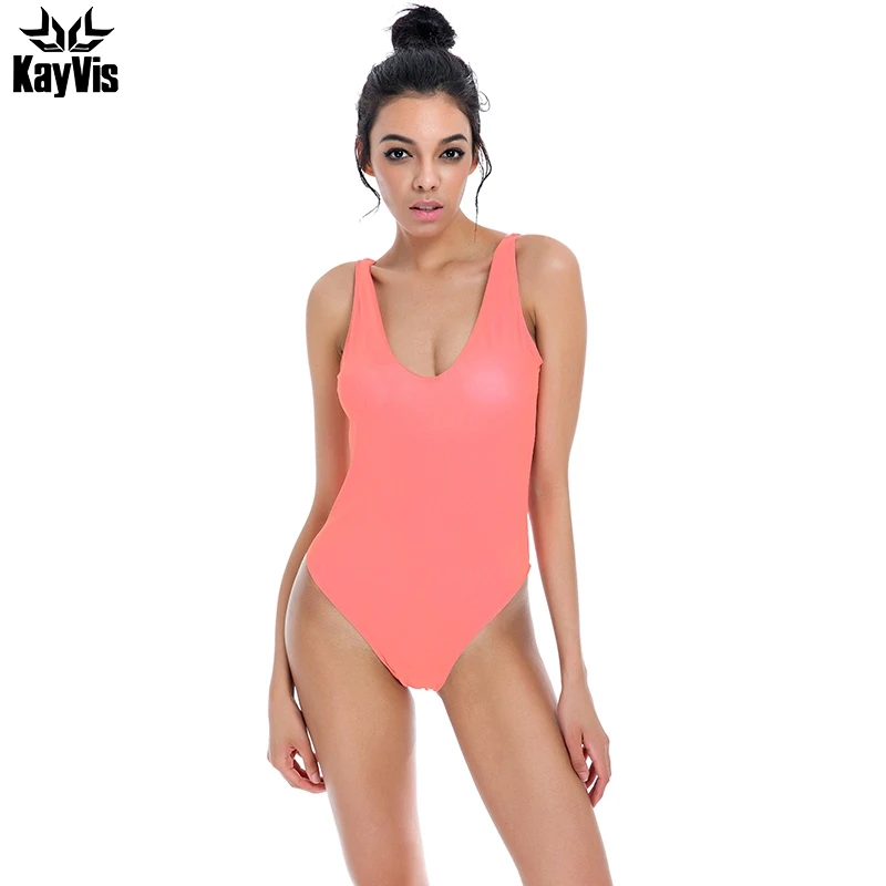 

KayVis One Piece Swimwear Women Backless Bodysuit 2017 Sexy High Cut Swimsuit Bathing Suit Swim Beachwear Monokini Swimsuit