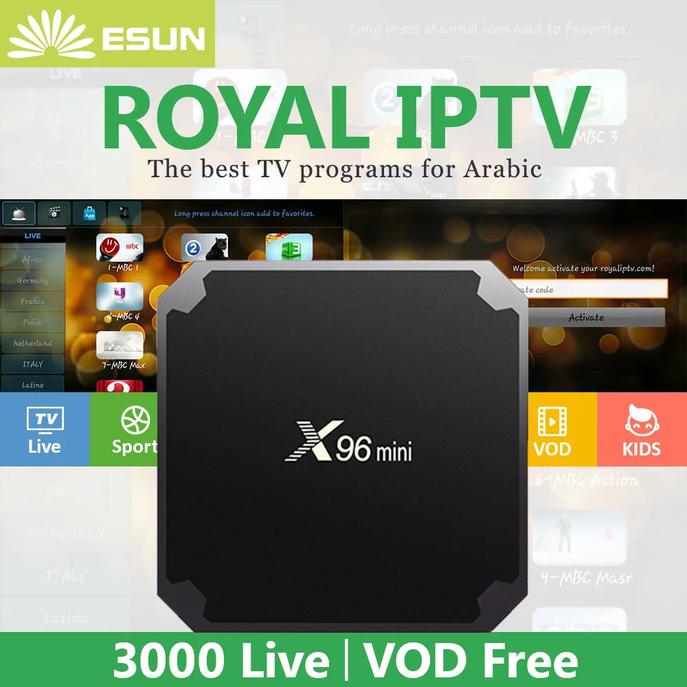 

Royal IPTV X96 Mini andriod 7.1box With 1 Year RoyalTV Configured HD Arabic IPTV Android TV Box set top box media player