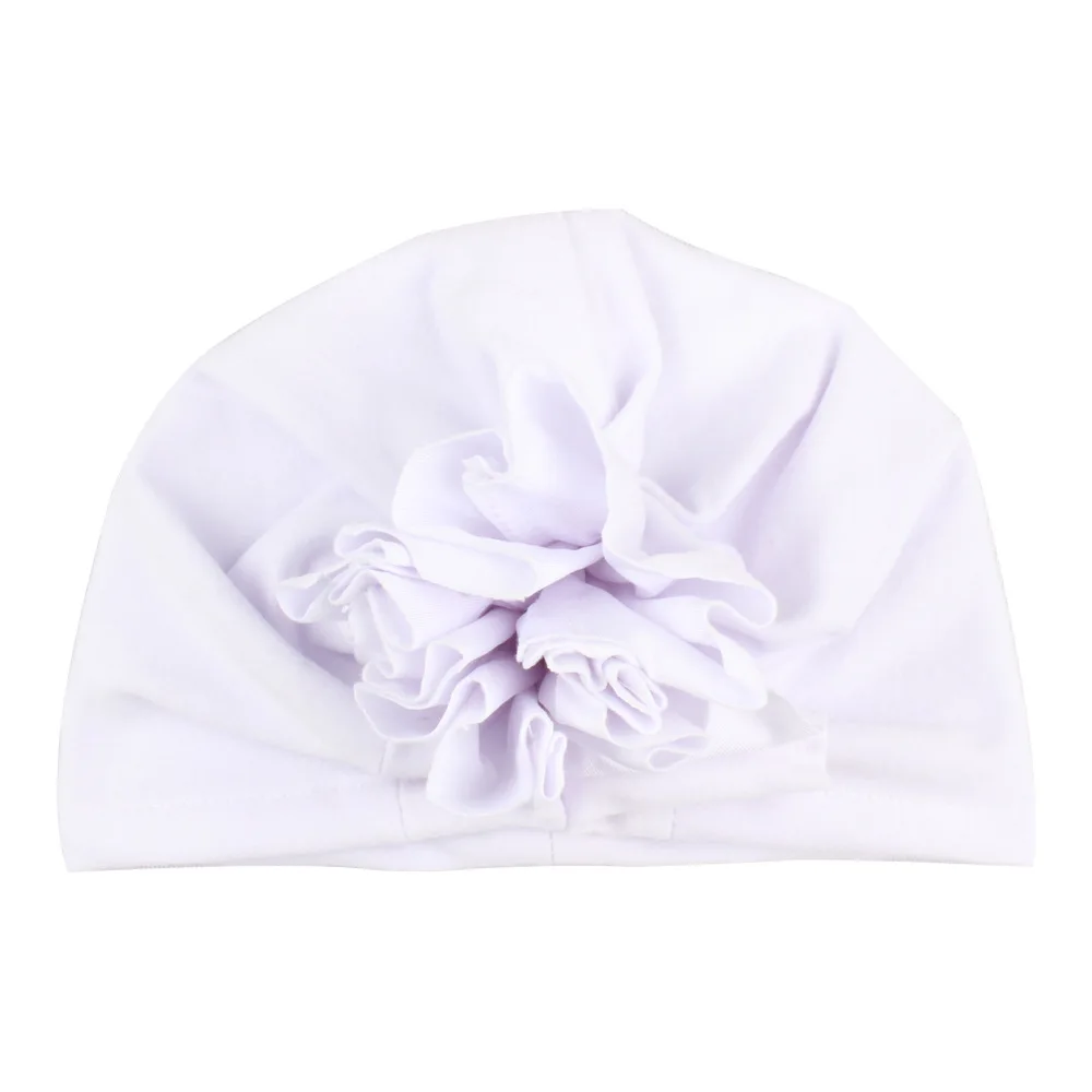 Ideacherry/1 шт., модная детская шапка, детская шапочка из хлопка с цветочным рисунком, эластичная детская чалма-шапочка для новорожденных, мягкие шапочки для маленьких девочек 0-4 лет - Цвет: White