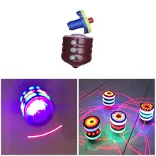 Классический ретро Музыка Гироскоп со светодиодом подарок вспышки света Spinner Детские игрушки имитация деревянная Юла случайный цвет@ ZJF