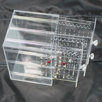

New Fashion Acrylic Jewelry Display Holds Up Earrings Ear Stud Holder Transparent Jewelry Organizer Earring Showcase Stand Box