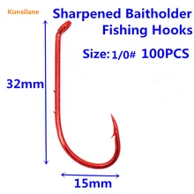 100 шт. 1/0 высокоуглеродистой Сталь длинный хвостовик Baitholder Рыбалка Крючки 9292 Химически Заостренный с бесплатной доставкой смещение рыбы Крючки