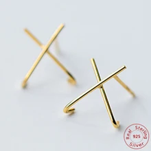 Трендовые женские серьги-гвоздики из серебра 925 пробы с надписью "X"