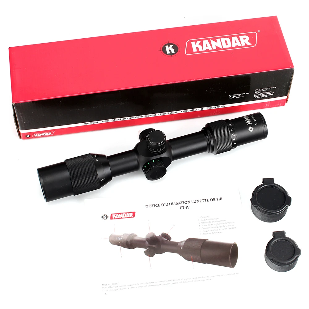 KANDAR 3-12X40 AOQ первый фокальный самолет охотничьи оптические прицелы красный зеленый с подсветкой P4 стекло гравированное сетка башенки замок область