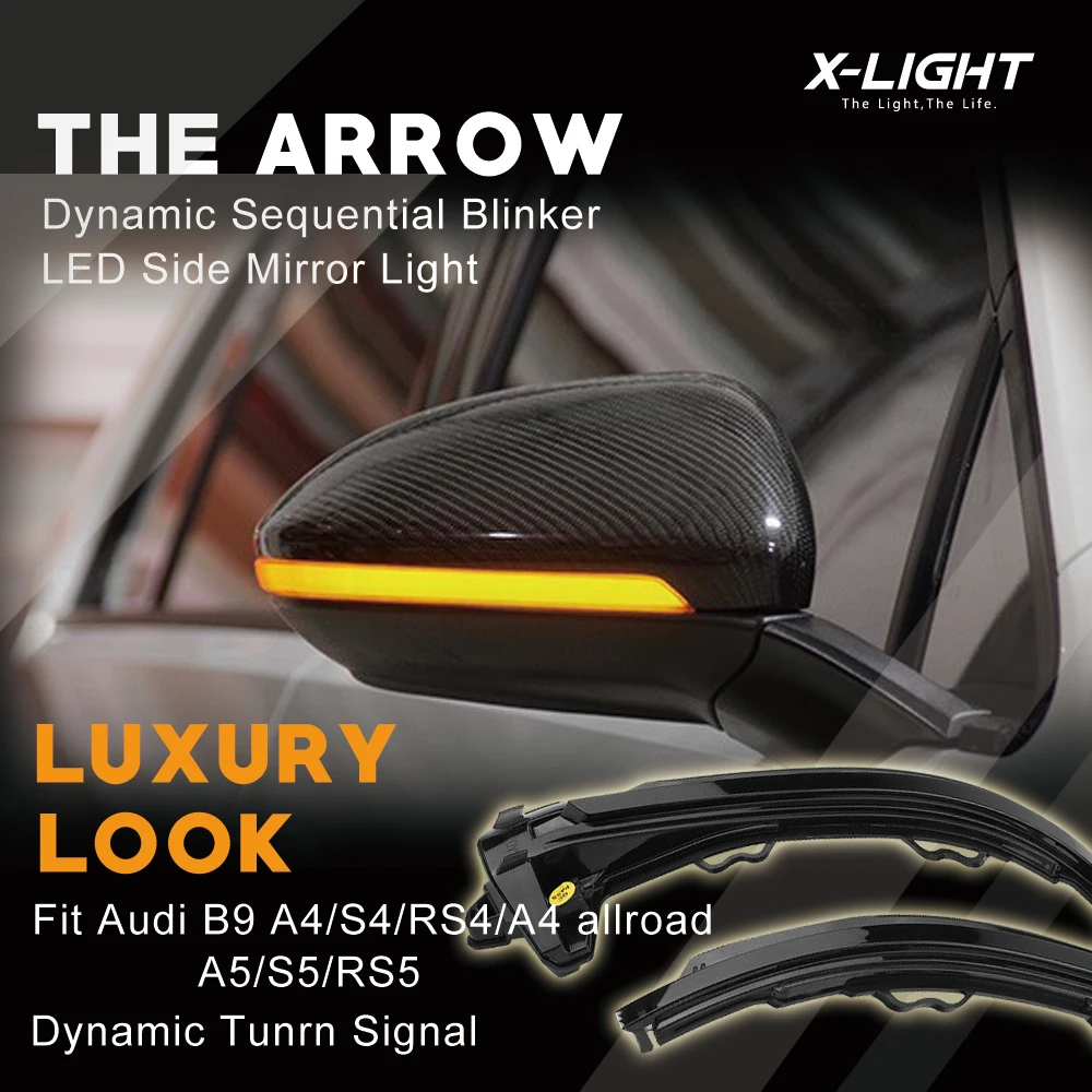

Dynamic Sequential LED Mirror Turn Signal Light Blinker For AUDI A4 S4 RS4 B9 & A5 S5 RS5 B9 2016+