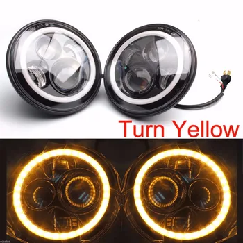 

New Design 7 INCH H4 Round Black Projector LED Headlight Lamp DRL Halo Ring for Jeep Wrangler JK LJ FJ Cruiser Hummer