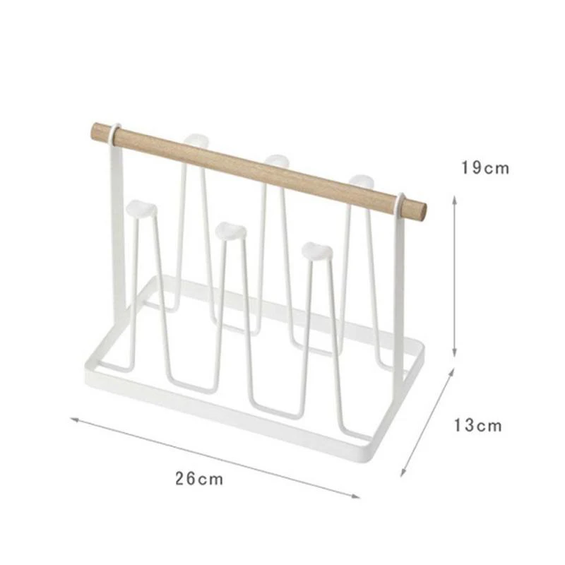 1 шт. творческий белый металл стеллаж для хранения стильные кружки чашки держатель слив стойку деревянной ручкой стильный хранения