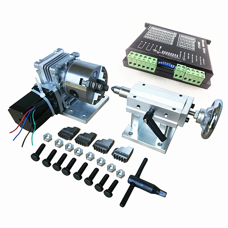 

Center Height 71MM 4 Chuck CNC Rotary Axis A axis 4th Axis CNC Dividing Head Three-dimensional Sculpture Take 80 Fix with Driver