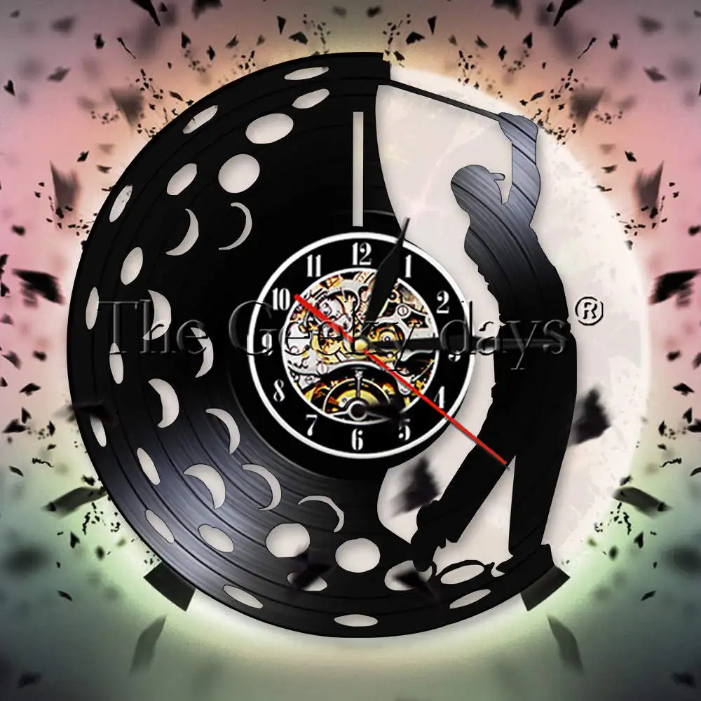 Play Golf Wall Clock Modern Wall Art Glof Club Vintage Vinyl Record