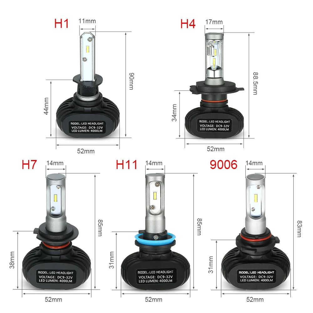 Комплект автомобильных фар для H1 S1 H4 H7 H11 9006 50000 МВт 2400000mcd 6000 K белый светодиод фары лампочки пара HID