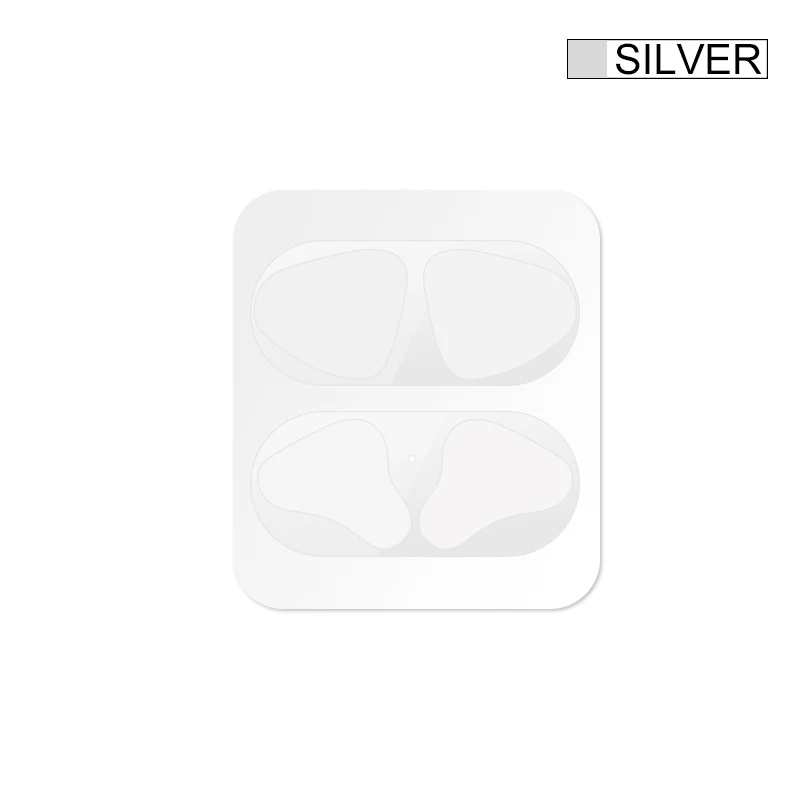 Silver Металлическая Пылезащитная наклейка для Apple AirPods, чехол, Пыленепроницаемая защитная наклейка, защитная пленка для Air Pods, аксессуары - Цвет: Silver