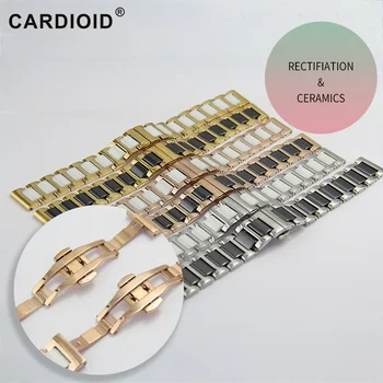 

6 color Fashion 14/16/18/20/22mm Ceramic Watch Strap Soft Smooth Ceramic Fill Multi-Design WatchBand Stainless Steel Common Band