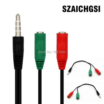 

SZAICHGSI Extension Audio Splitter Cable + Mic Earphone Headphones Jack 1 to 2 Y Stereo Splitter for iPhone 5 Samsung 1000pcs