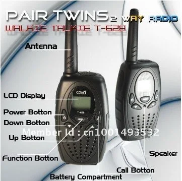Горячая продажа мини 22 каналов FRS/GMRS ЖК экран T 628 двухстороннее радио (2 шт/пара)|radio