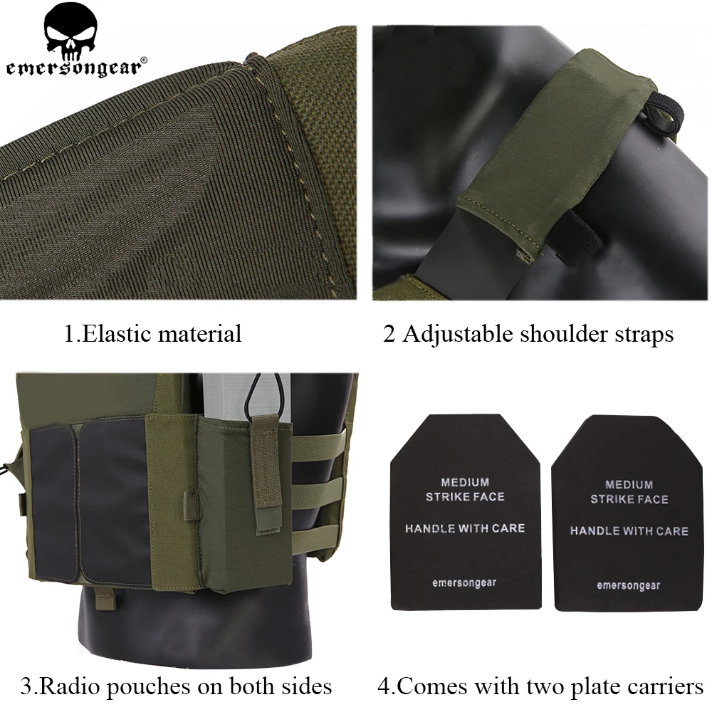 EMERSON тактический жилет охотничий пуленепробиваемый жилет Airsoft emersongear Plate Carrier Molle жилет боевой штурмовой жилет EM7353