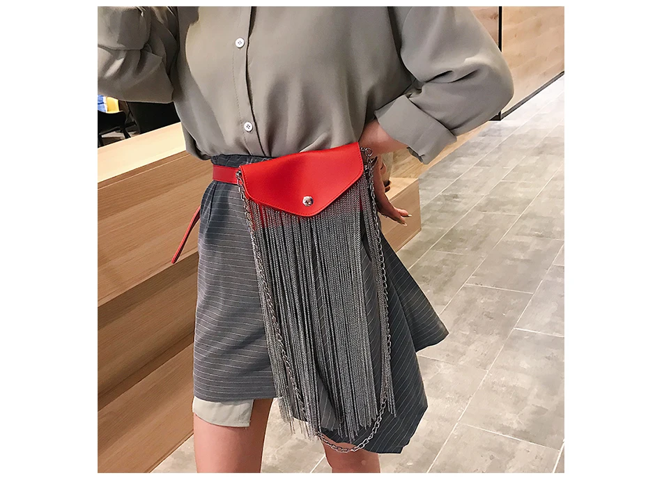 TTOU модная нагрудная сумка на пояс Женская однотонная сумка-мессенджер из искусственной кожи сумка на плечо с длинной кисточкой сумка для банкета