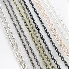 5 шт./лот, 4*3 мм, диаметр 50 см, длина 70 см, 8 цветов, с покрытием, ручная работа, сплющенная цепочка, ожерелье, разъем для шармов, база и лоток