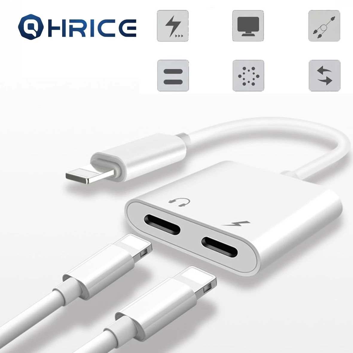 

2 in 1 For lightning Double Jack Earphone Aux IOS 10.3 12.1.4 For iPhone X XS Max X 8 7 Plus Dual Headphone Audio Charge Adapter