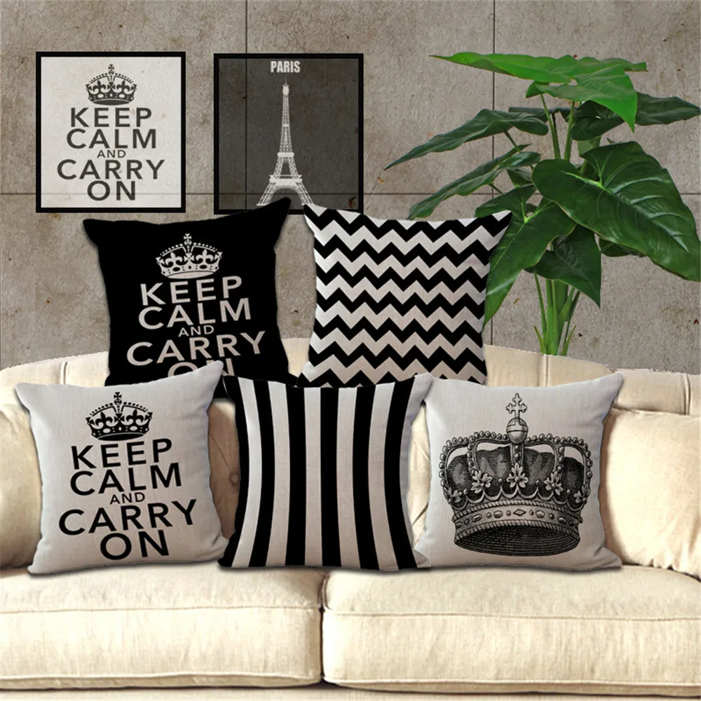 Черные и бежевые декоративные бросок наволочка Британский royal crown Чехлы для диван домашний Капа де almofadas 45x45 см