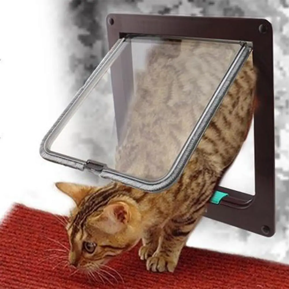 Hobbylane S/M/L Lockable Dog Cat Kitten Door Security Flap Door ABS Plastic Animal Small Pet Cat Dog Gate Pet Supplies