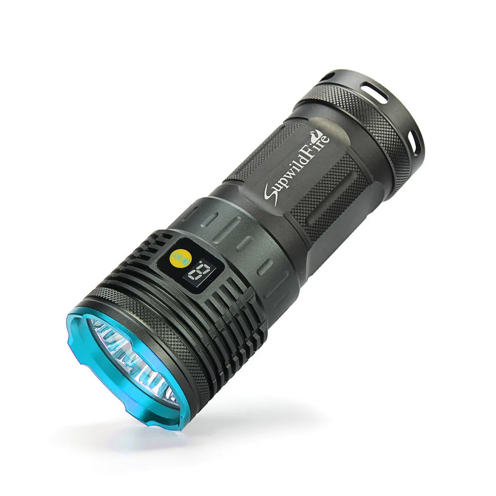 

4 Colors Supwildfire 55000LM 18 x XM-L T6 LED Power Mode Hunting Display Digital Flashlight Rechargeable Waterproof #5J22