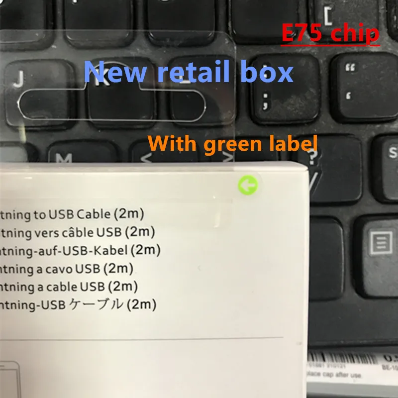 

10pcs/lot New packaging box AAAAA+ quality 2m 6FT E75 Chip OD 3.0mm Data USB Sync Charger Cable For SE 5 6 6s 7 plus X ipad
