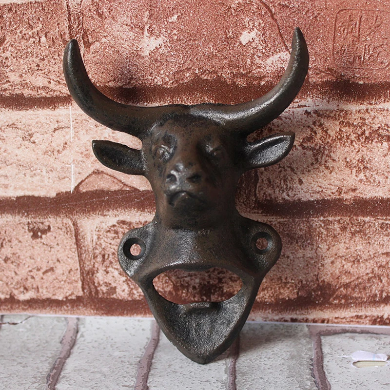 

Screwdriver Wall mounted Wine opener Corkscrew Creative handmade Cast Iron Bottle Opener Cow Beer opener brown color for Kitchen
