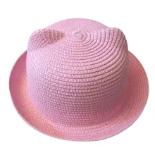 MUQGEW, модные соломенные шляпы с ушками, детские шляпы для девочек, Панама, шапка для мальчиков, Детская летняя кепка, детская однотонная пляжная Панама, кепка s