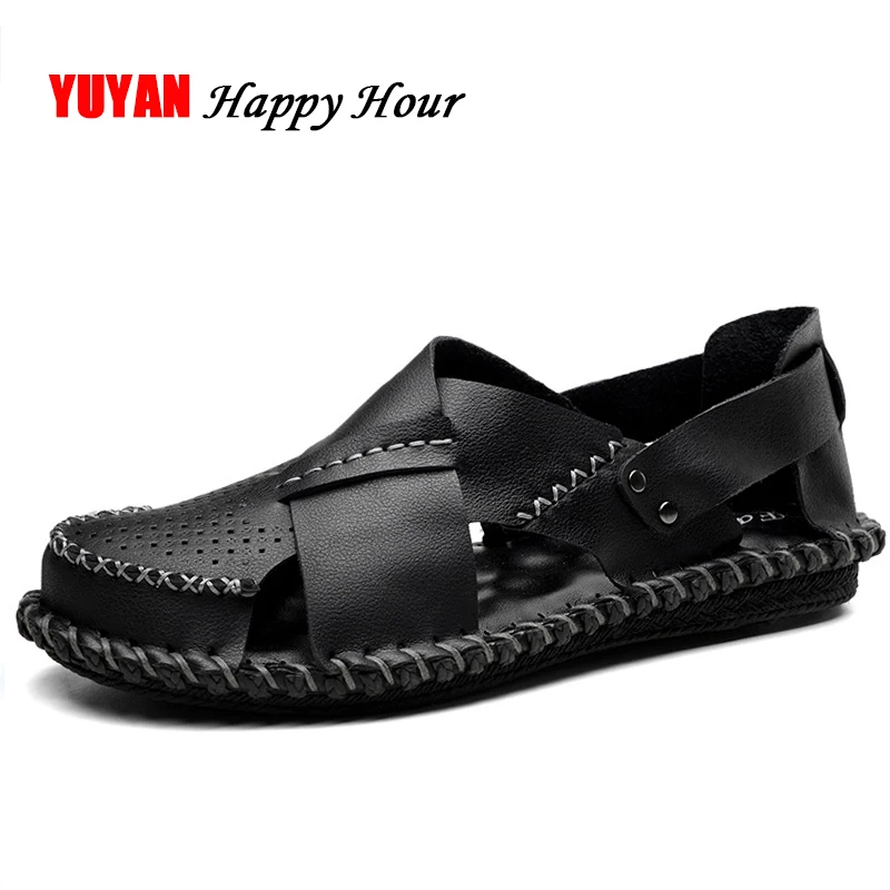 

2018 Summer Genuine Leather Shoes Men Beach Sandals Non-slip Men's Sandals Soft Comfortable ZHK206