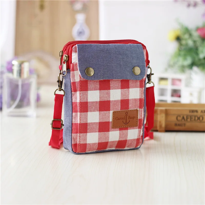 Canvas plaid children school bags kids travel messenger crossbody money