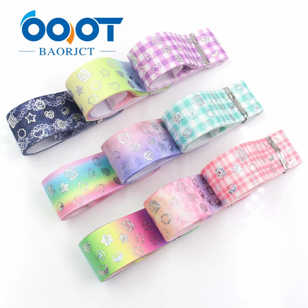 OOOT BAORJCT I-19326-808 10 ярдов 25 мм Лазерная Серебряная Геометрическая печатная лента из