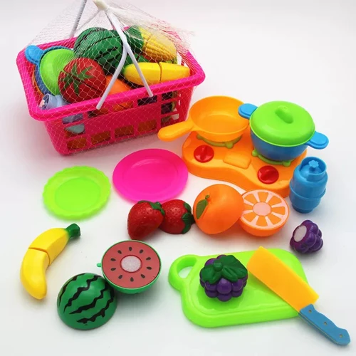Mylitdear 8-22 шт./компл. пластиковые фрукты овощи режущие игрушки раннего развития и образования игрушка для ребенка-цвет случайный - Цвет: 15pcs fruit set