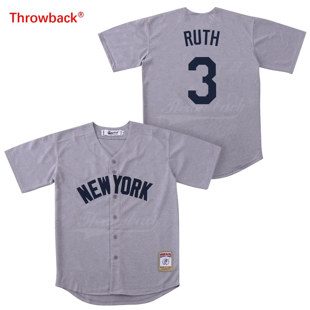 Throwback Jersey Men's New York Jersey Baseball Player Ruth Jerseys ...