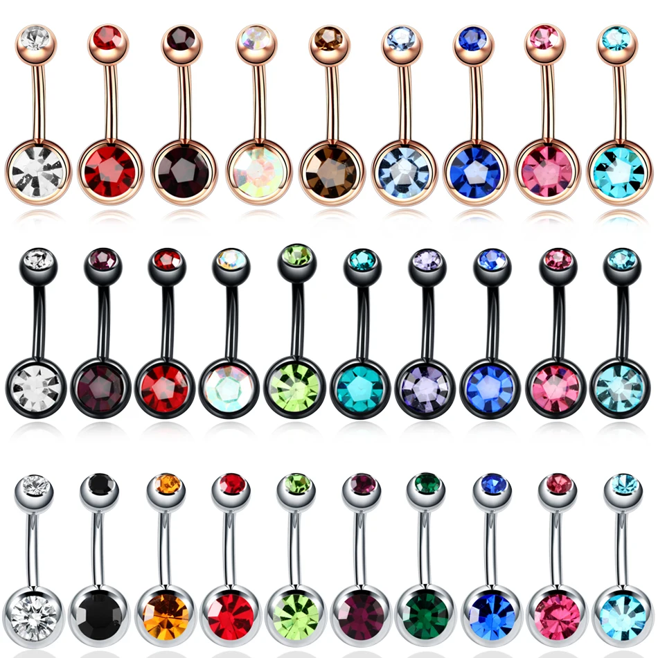 

1PC Steel Crystal Ombligo Piercings Navel Bar Studs 14G Gem Belly Button Piercings Sexy Nombril Dangle Earrings Piercing Jewelry