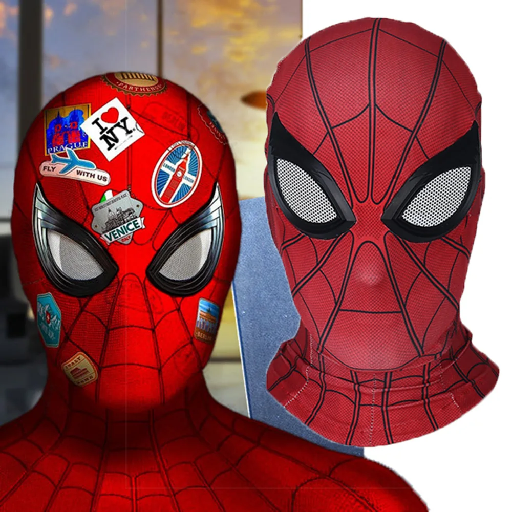 Новый Человек-паук далеко от дома маска косплей Человек-паук 3D цифровой принт головной убор Балаклава Полное Лицо реквизит с 3D Глаза