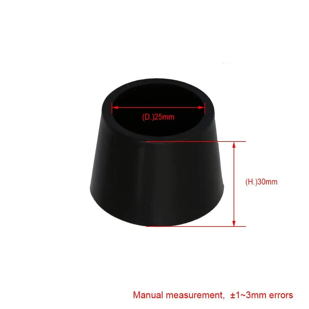 블랙 라운드 가구 의자 테이블 다리 발 고무 커버, 바닥 보호대 캡, 내경 10-35mm, 12 개