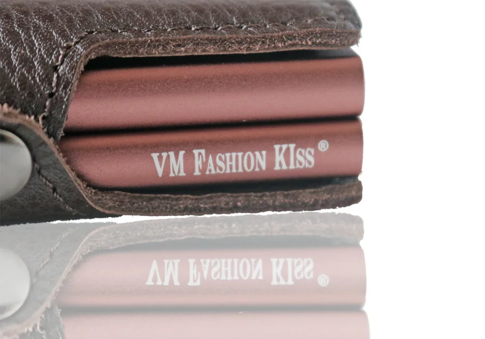 VM Мода поцелуй RFID мягкая кожа мини кошелек информации о безопасности двойной коробке алюминий бизнес кредитной держатель для карт