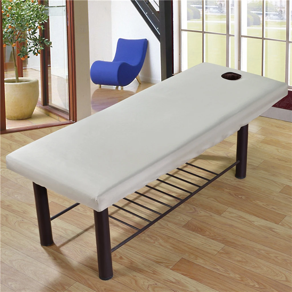 Hypoallergenic Color Optional Massage Bed Table Soft Cover Salon Spa Couch Bed Sheet with Face Hole - For Bed Within 75x31 Inch