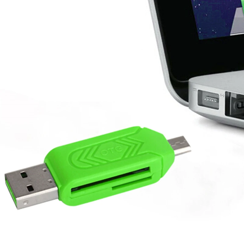 4 в 1 USB 2,0 TF/SD Micro USB OTG многофункциональный компьютер телефон кард-ридер - Цвет: Зеленый