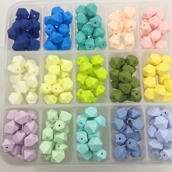 

Free Shipping 50PC baby Silicone Bead Geometric teether Silicone hexagon beads Accessories nursing bracelet kids beads teether