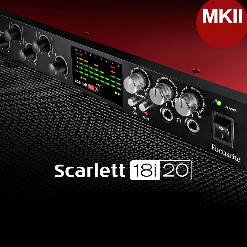 Обновление версии Focusrite Scarlett 18i20 2nd generation MKII 18 дюймов/20 из usb-аудио интерфейс 8-канальный видеорегистратор записывающий динамик Звуковая карта