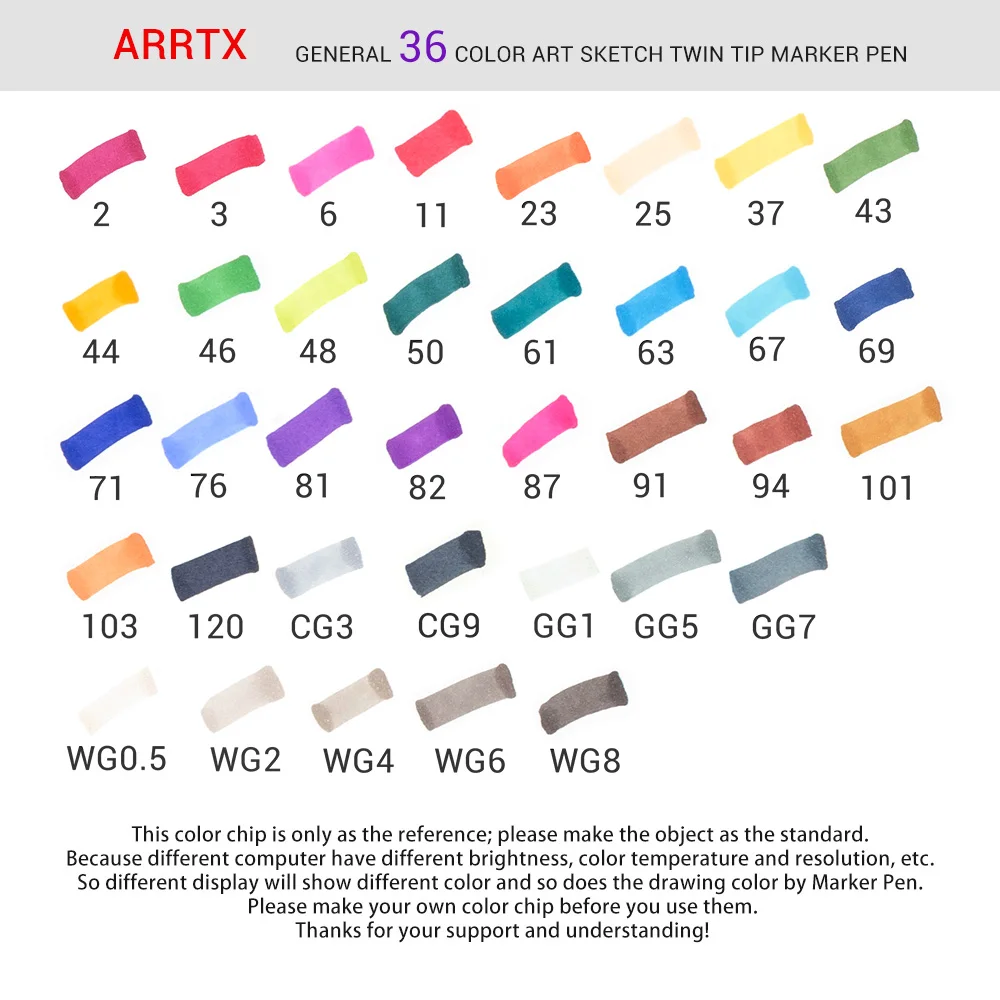 Arrtx 36/48 цветов набор Арт двойной наконечник эскизная ручка художественный эскиз двойной наконечник набор маркеров+ пенал для дизайна продукта