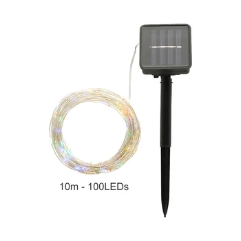 

Solar String Lights 10M 100 LEDs Silver wire String Fairy Lights Solar Powered Waterproof Outdoor Garden Party Holiday Lighting