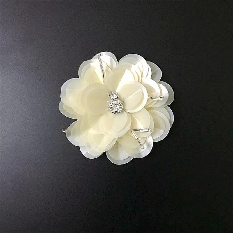 light yellow 10pcs Maxisin бренд 7,5 см черный цвет блестки цветы нашивки для одежды пришить блесток заплатка-аппликация в виде цветка для DIY 10 шт/партия - Цвет: light yellow 10pcs