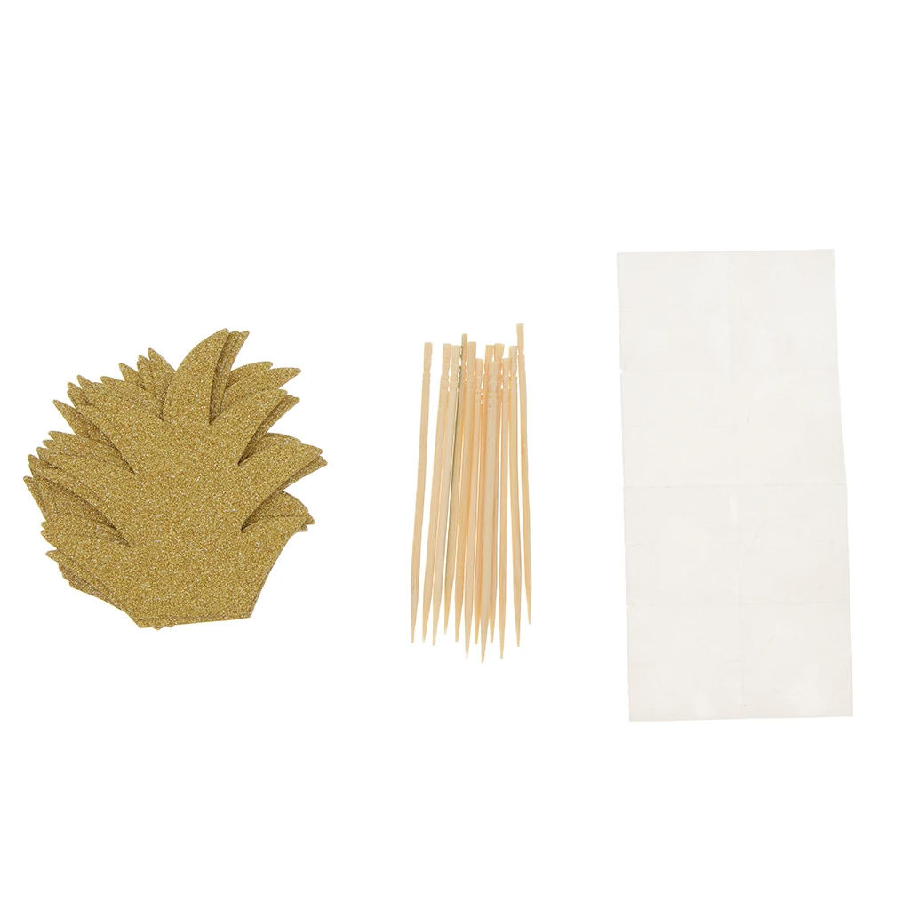 24pcs Glitter Pineapple Cupcake Pick Cake Topper Birthday Party Decor Gold