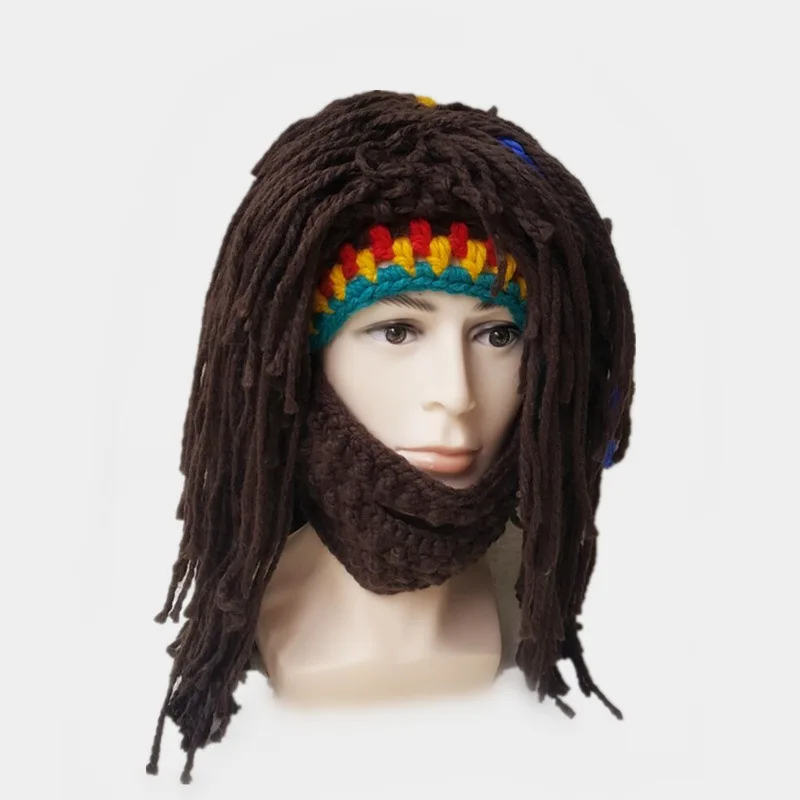 Вязаная мужская зимняя вязаная шляпа с усами Beanies Face Tassel маска велосипедиста Лыжная теплая шапка забавная шапка подарок новинка