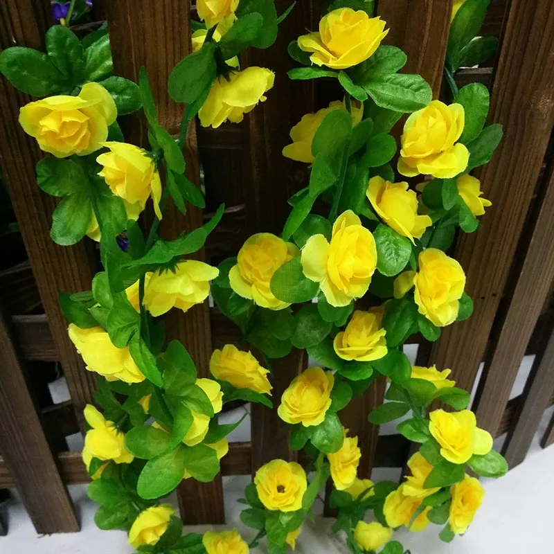 Buy 2Pcs Artificial Hanging Rose Flowers With Green
