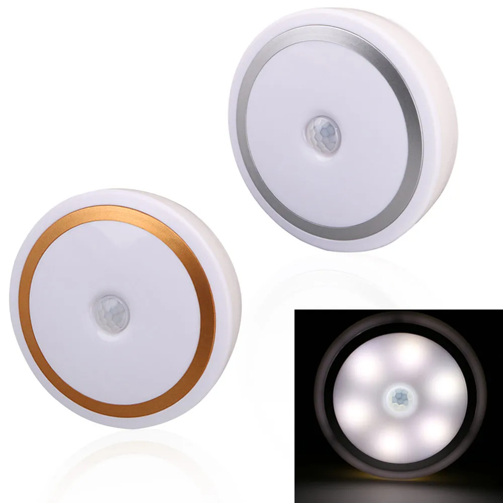 

6 LED Night Light Wireless PIR Auto Motion Sensor Infrared Night Light Cabinet Stair Lamp energy-saving AAA batteries Lights