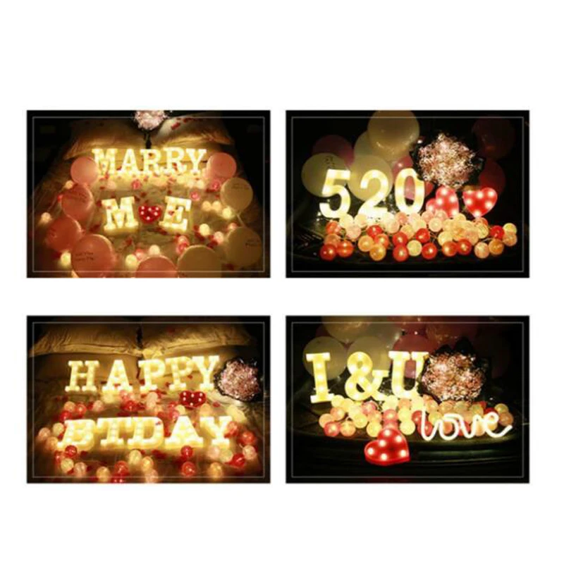 Digital Letter LED Night Light Marquee Sign Alphabet Lights Lamp Home Club Outdoor Indoor Wall Decor Valentine's Day Gift (15)