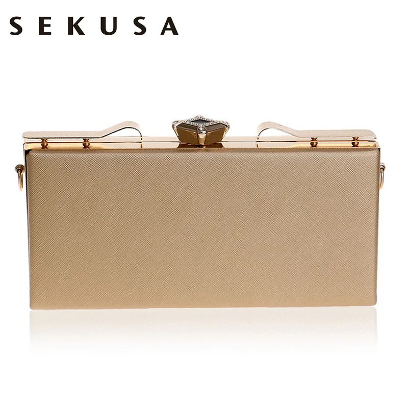 SEKUSA, ПУ кожа, дизайн, бриллианты, женский клатч, вечерняя сумочка, модные кожаные женские сумки с цепочкой, на плечо, вечерние клатчи
